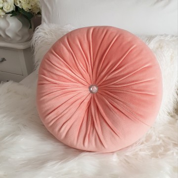 Perna decorativa rotunda catifea Soft Roz Somon 33 cm