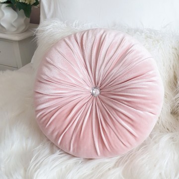 Perna decorativa rotunda catifea Baby Pink 33 cm