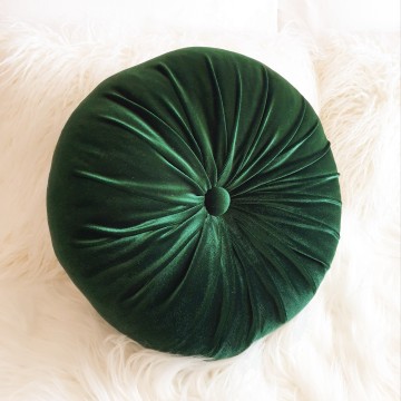 Perna decorativa rotunda catifea Verde Smarald 33 cm
