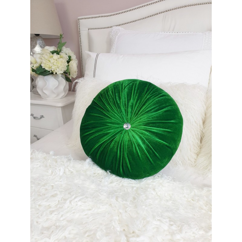 Perna decorativa rotunda catifea Verde Fresh 33 cm