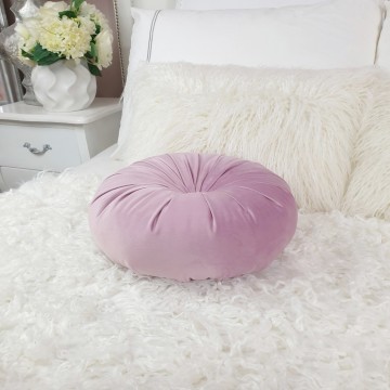 Perna decorativa rotunda catifea premium Crystal Lila Deschis 33 cm