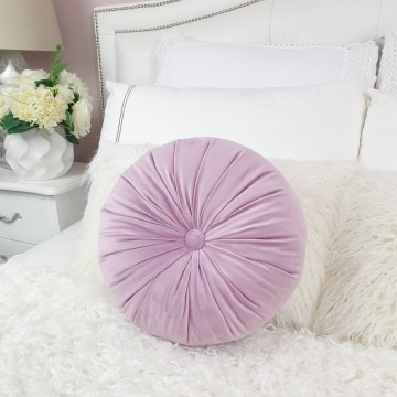 Perna decorativa rotunda catifea premium Crystal Lila Deschis 33 cm