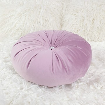 Perna decorativa rotunda catifea premium Crystal Lila Deschis 33 cm