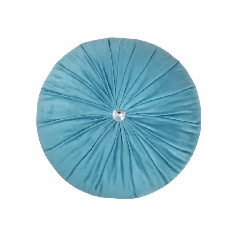 Perna decorativa rotunda catifea premium Crystal Turcoaz Prafuit 33 cm
